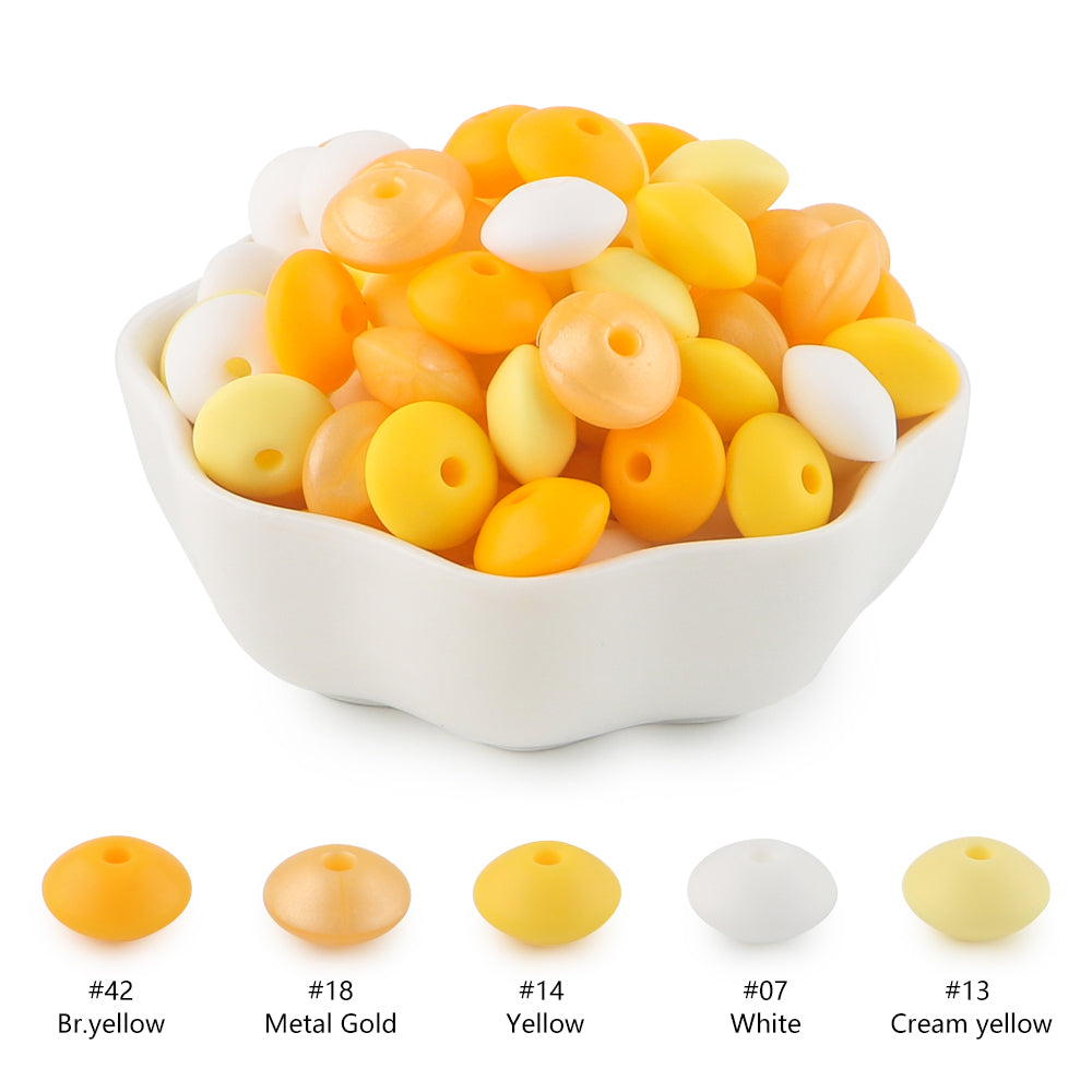 20Pcs/lot 12mm Lentil Silicone Beads