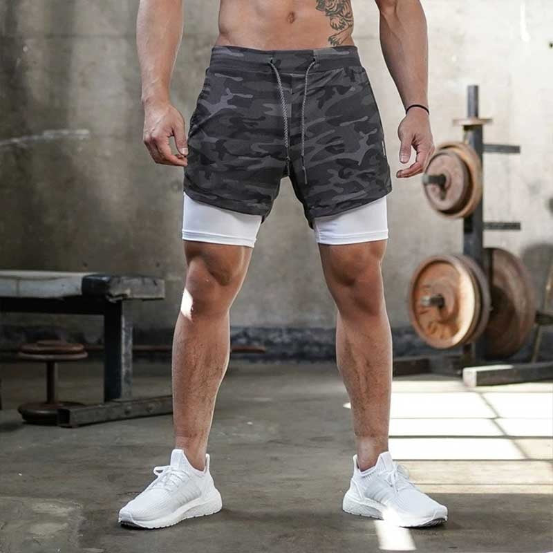 Running Shorts Men Gym Sports Shorts 2 In 1 Quick Dry Workout Training Gym