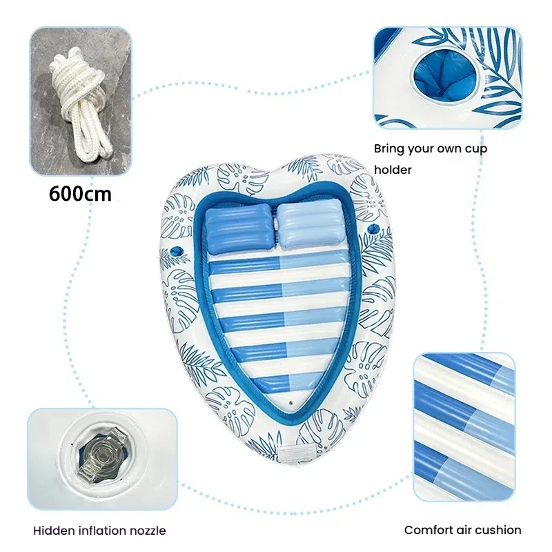 Outdoor Heart Shaped Inflatable Pool Float Air Mattress