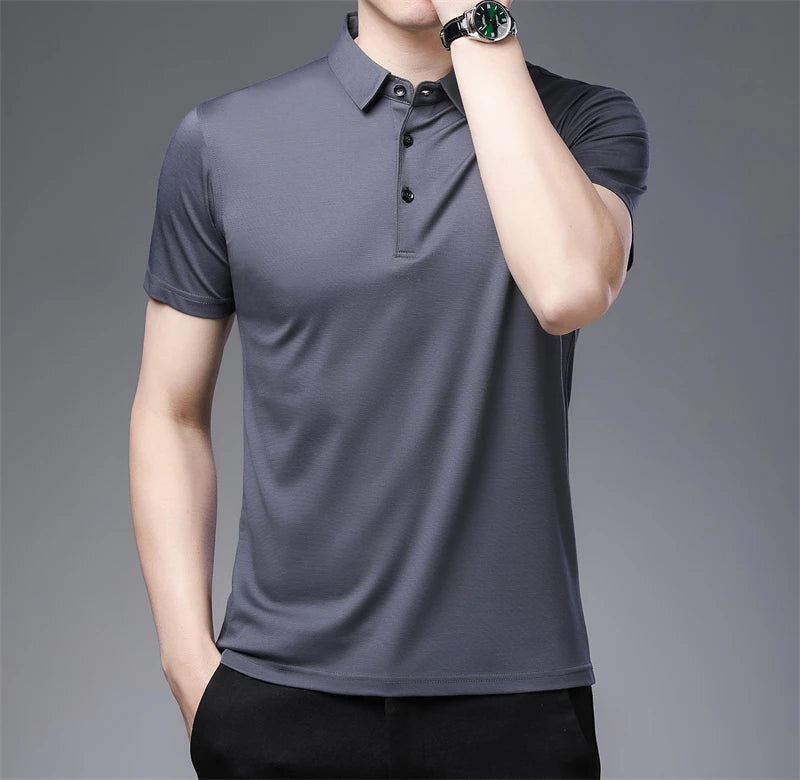 2024 Men's New Solid Color Business Casual POLO Shirt Summer