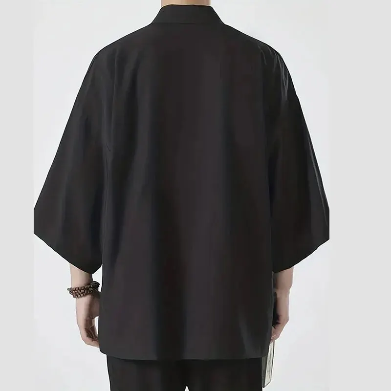 Men's Japanese Kimono Shirts Casual Open Stitch