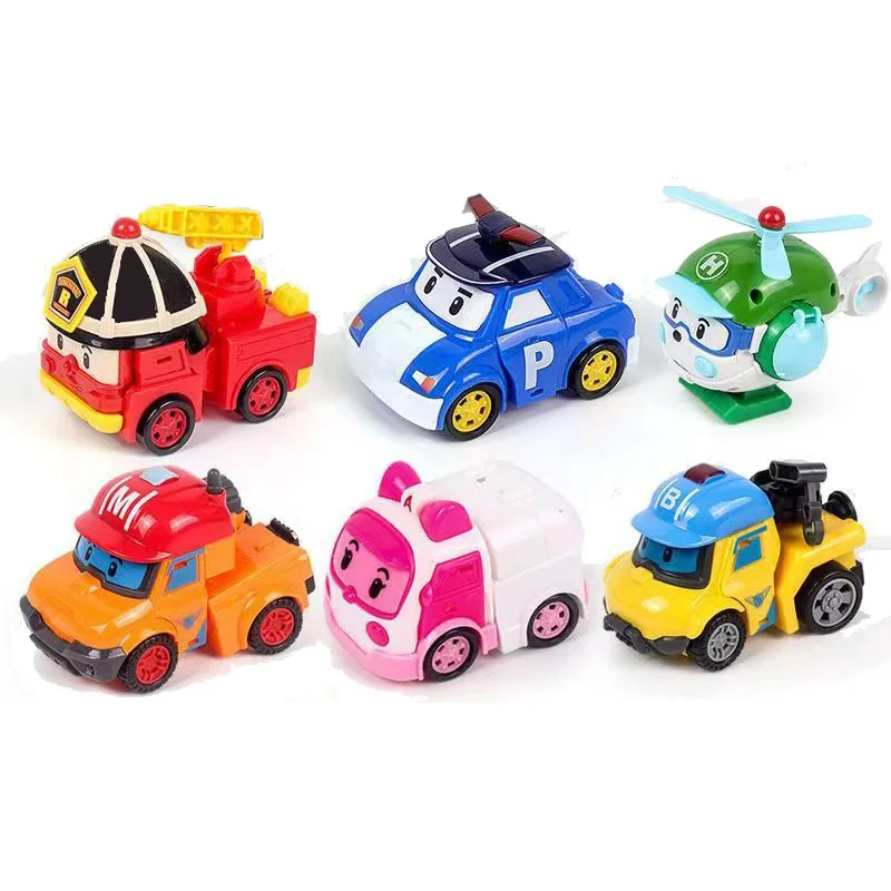 Poli children's car set robot toy