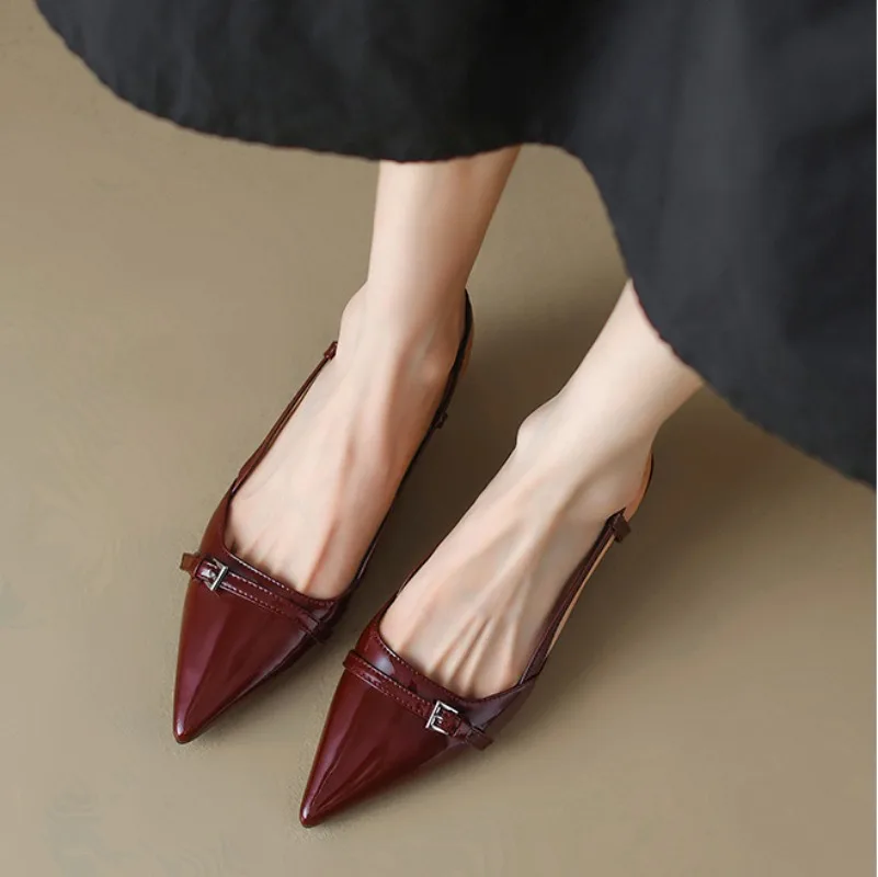 Summer Women's Dress Shoes Patent Leather Slip on Pointed