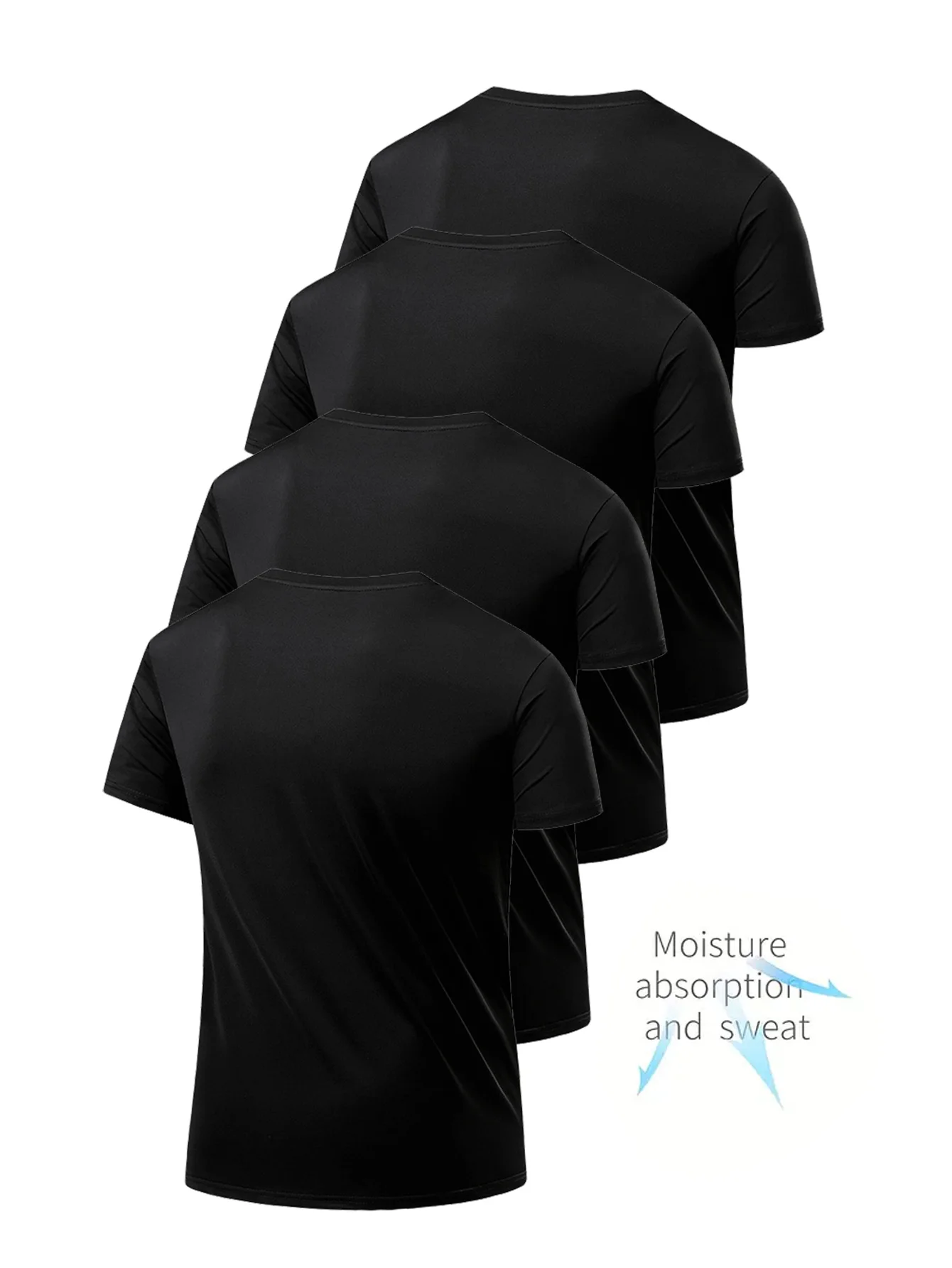 Round Neck T-Shirt 4-Pack Black Ultra-Light Men