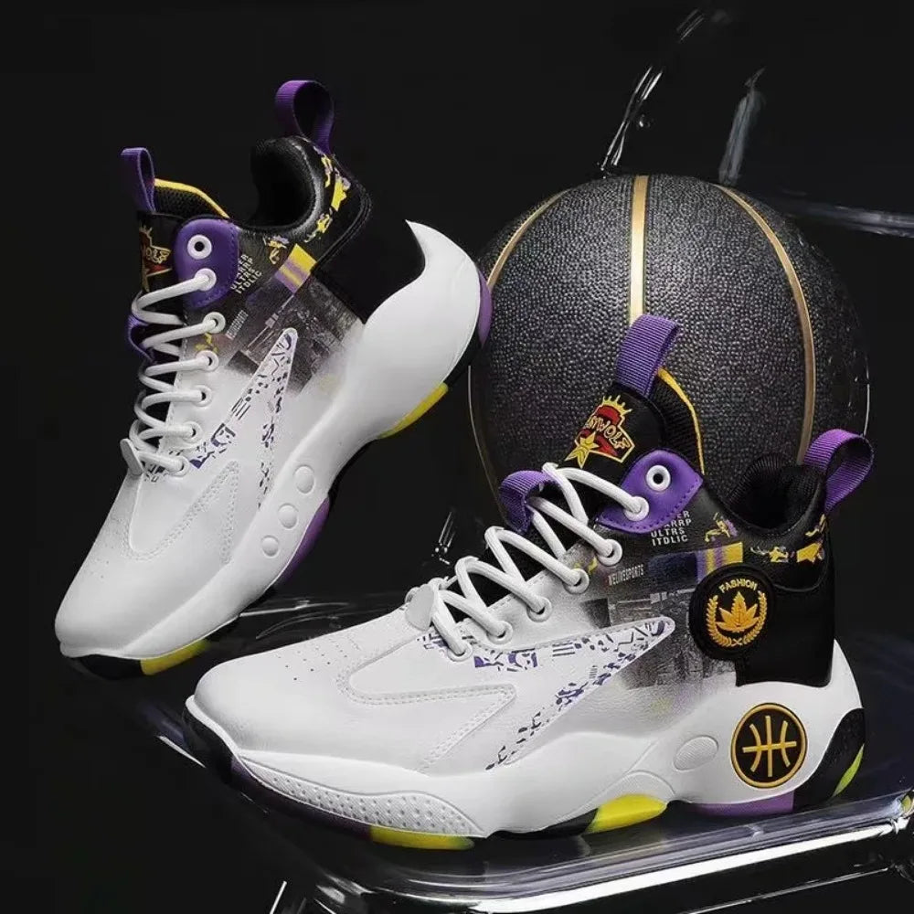 High-top basketball shoes men's 2024 new thick-soled