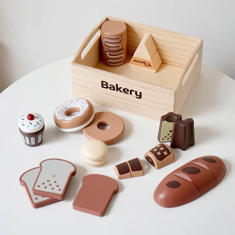 Wooden Pretend Play Kitchen Toys Cutting Food Accessories Set