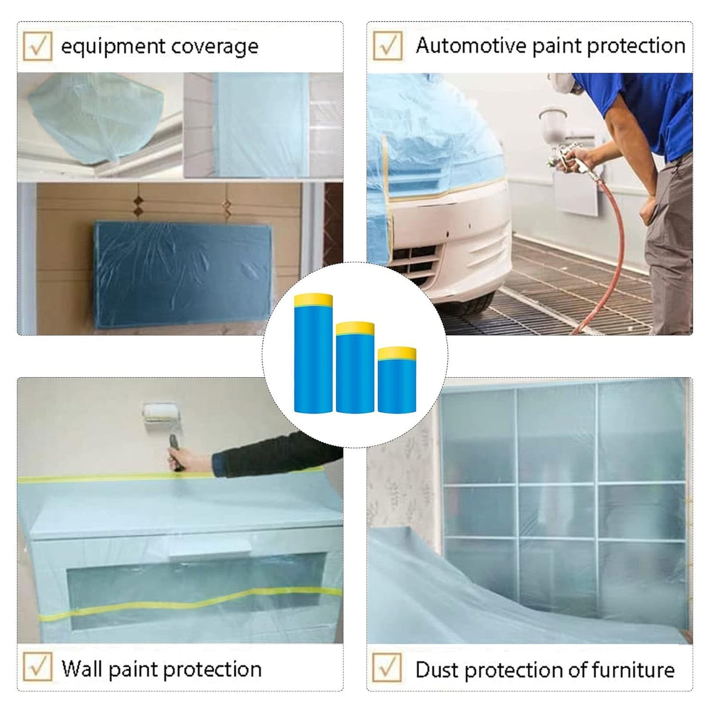 Pre-Taped Masking Film Plastic Sheeting