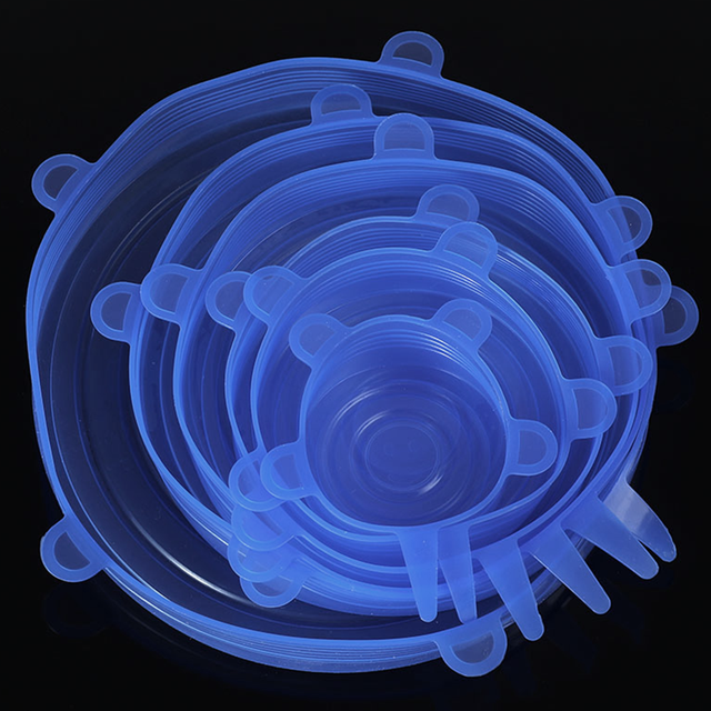 6 PCS Reusable Silicone Covers Caps Adaptable Silicone Lids