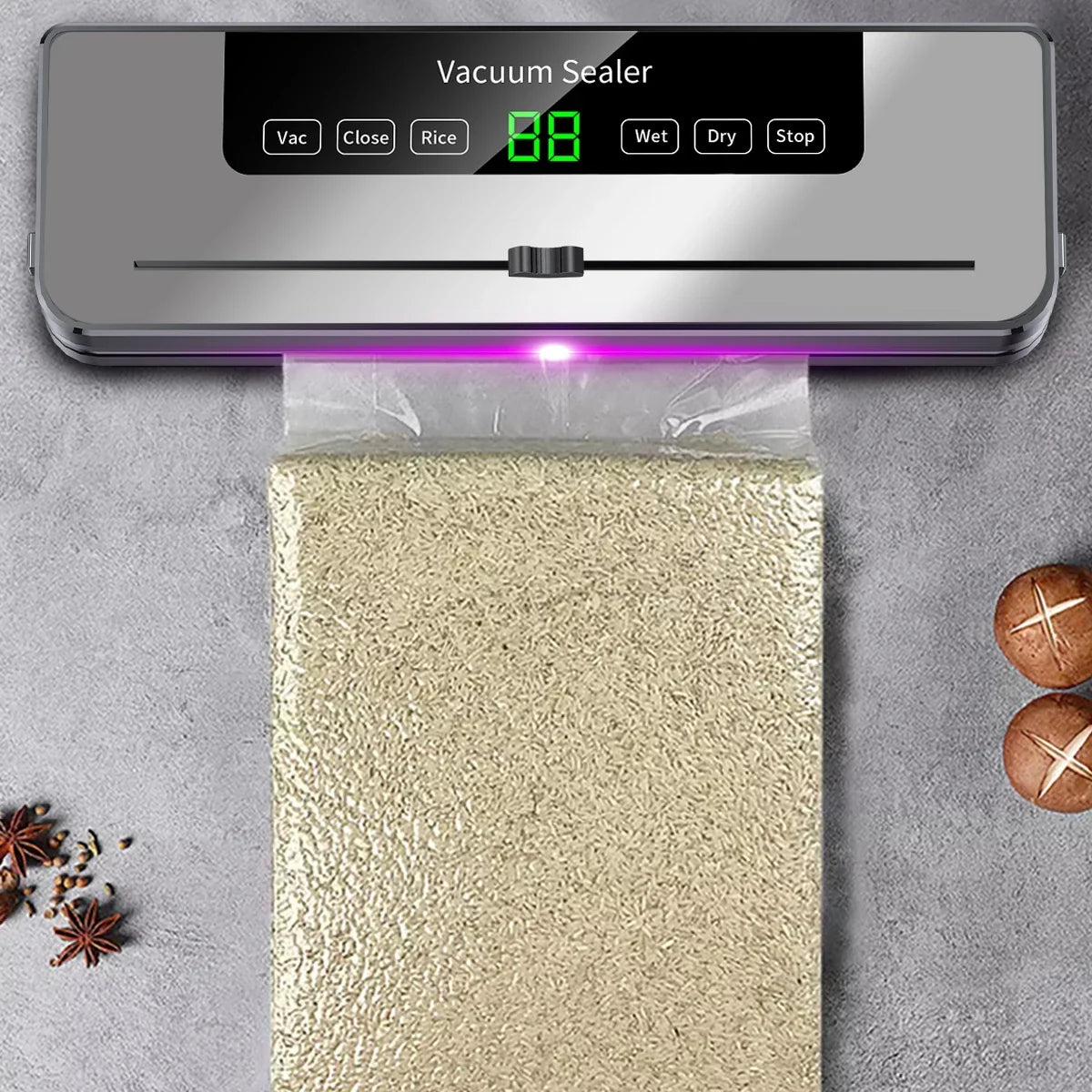Electric Vacuum Sealer Built-in Cutter Kitchen Food Storage
