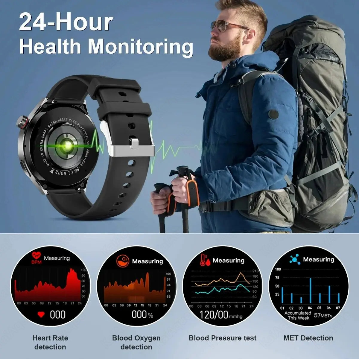 Smart Watch Men Watch 4 Pro AMOLED HD Screen Bluetooth Call NFC GPS Heart rate