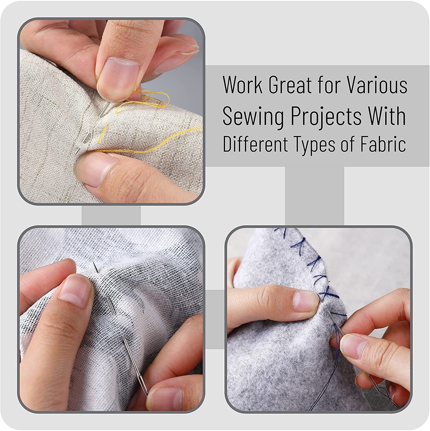 55 Pieces Stainless Steel Big Eye Hand Sewing Needles