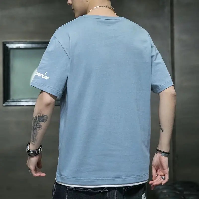 Trendy Summer Thin Youth Short Sleeve T-Shirt Round Neck