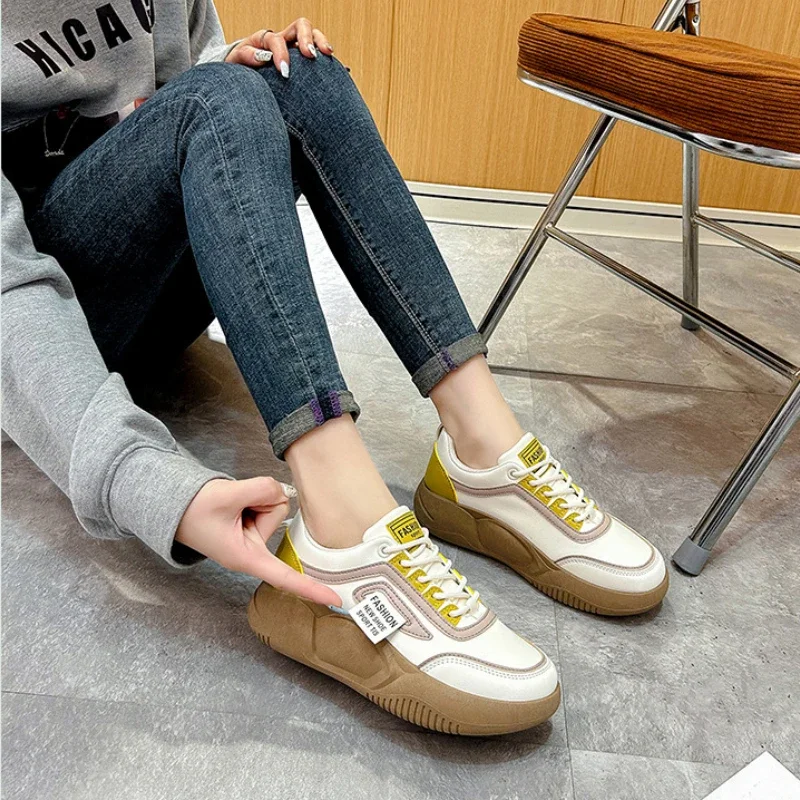 Sneakers Ladies Thick Soled Lace-Up Casual Shoes