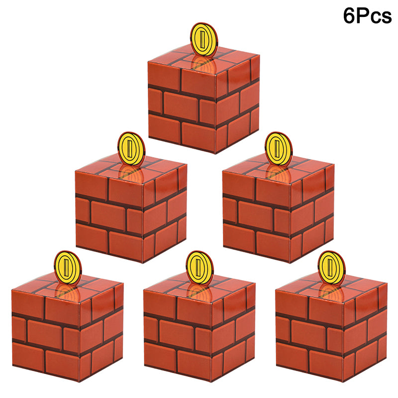 6Pcs Question Blocks Gift Box Kids Video Game Theme Birthday Party