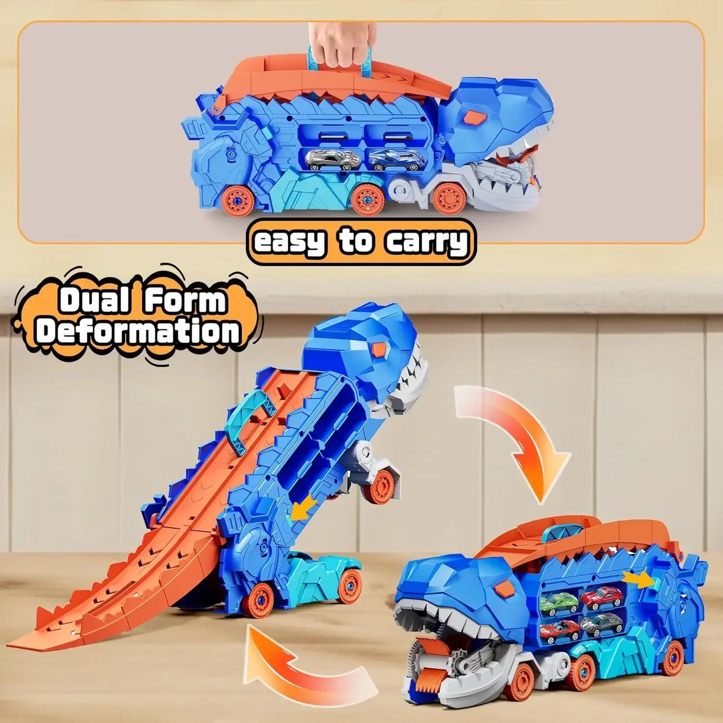Dinosaur Transporter Truck Toys Foldable Track