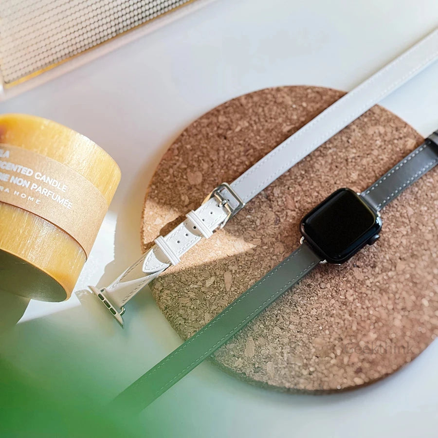 For Apple Watch band 40mm 41mm Double Tour leather Strap