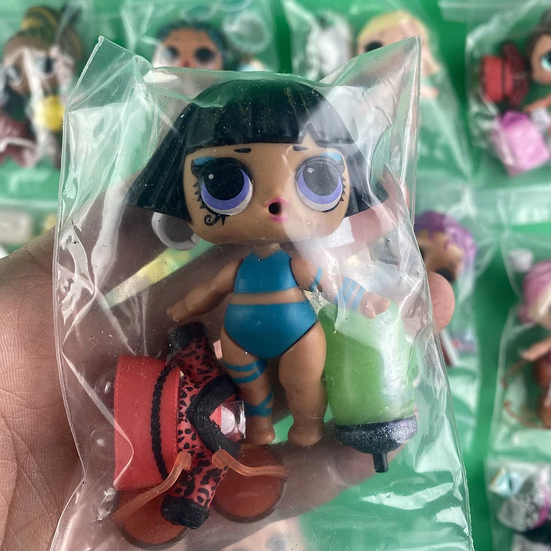 5pc/set= 1 doll+1 clothes +1 shoes+1 bottle +1 glasses for Lols Big 8cm Sister Dolls