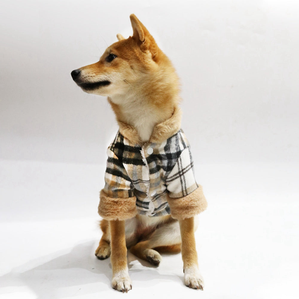 Winter Pet Jacket Clothes Grid Warm Small Dogs Clothing