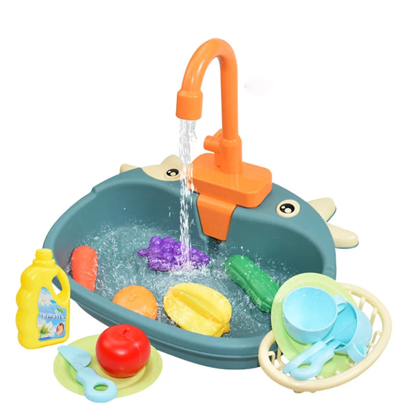 Kids Kitchen Sink Toys Simulation Electric Dishwasher Mini