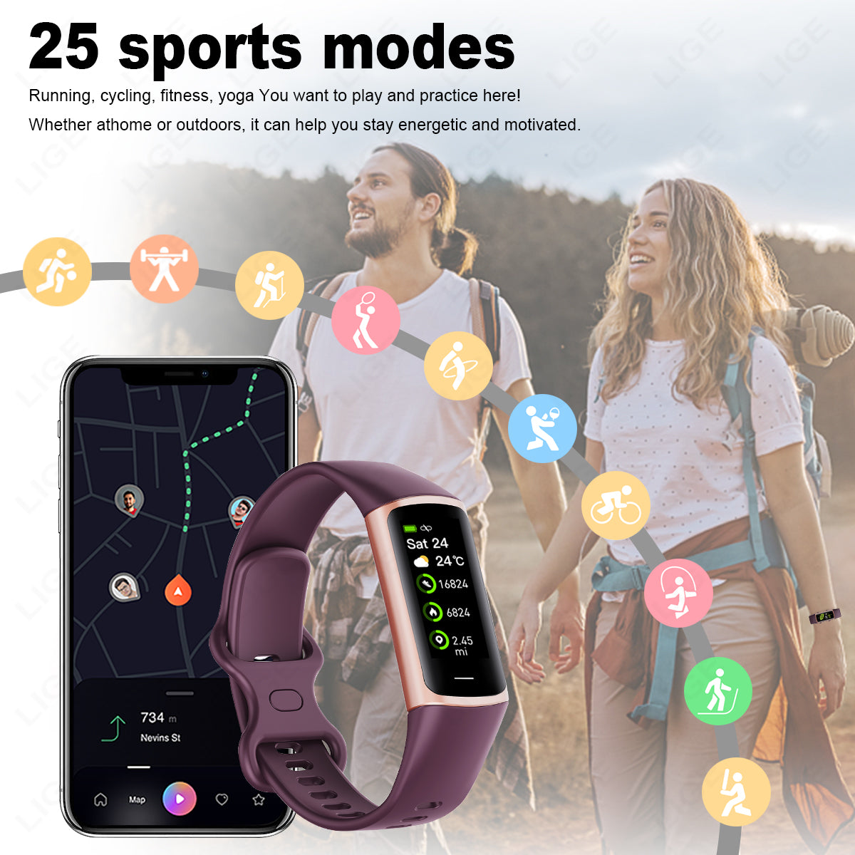 Sport Smart Bracelet Fitness Tracker For Man Women Band