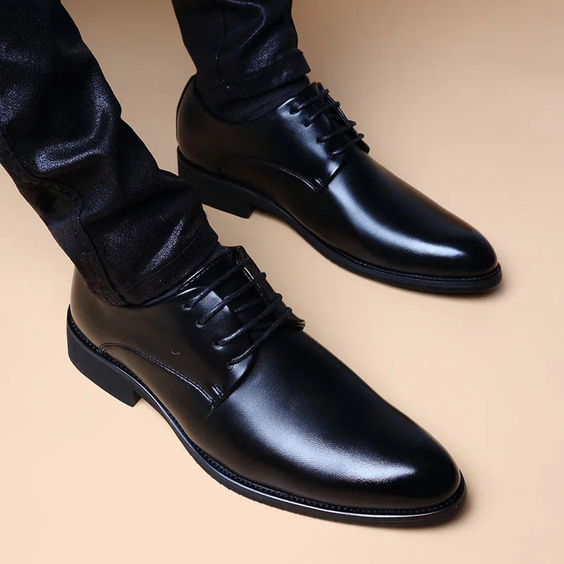 Men Wedding Leather Business Men's Dress Pointed Casual