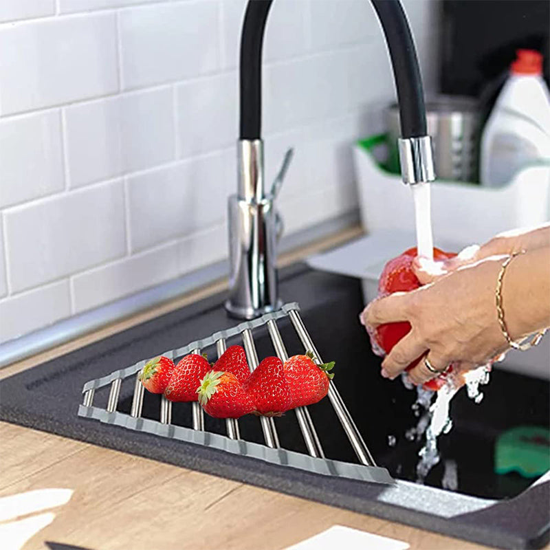 Triangle Roll-Up Dish Drying Rack for Sink Corner