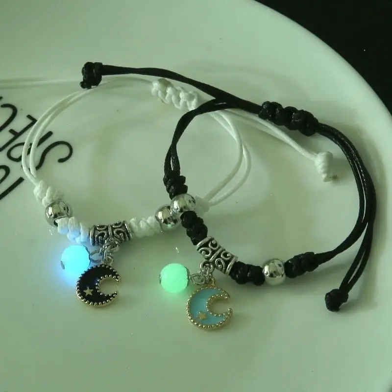 2PC Fashion Luminous Beads Star Couple Bracelet