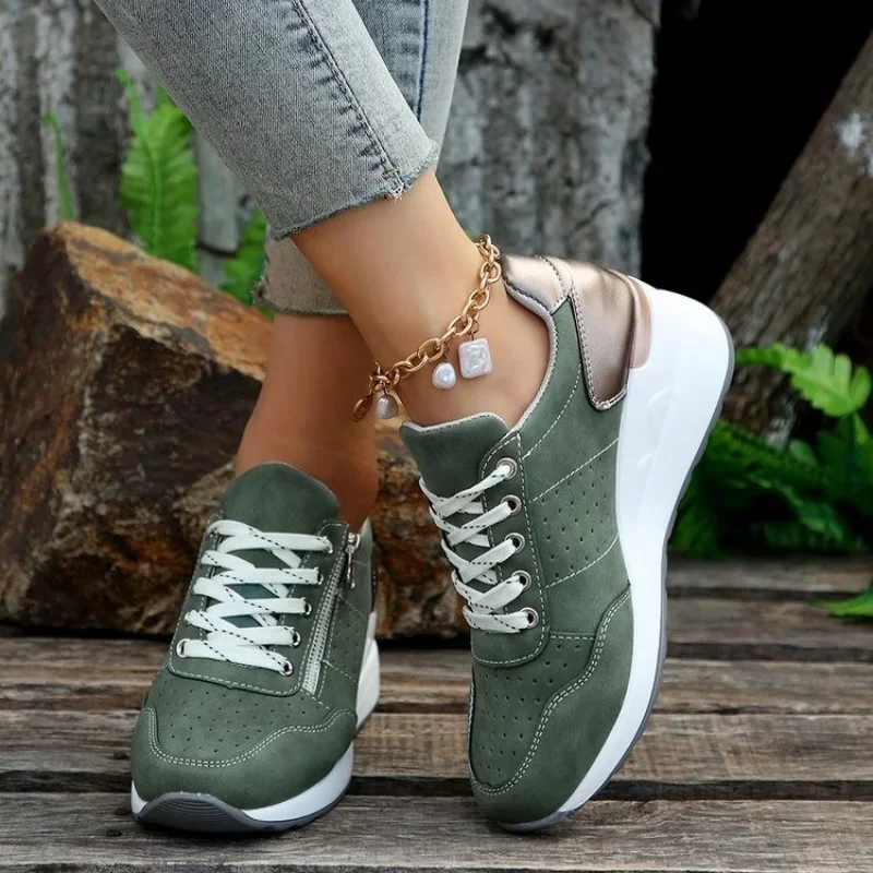Women Casual Platform Sneakers 2024 Autumn New Lace Up