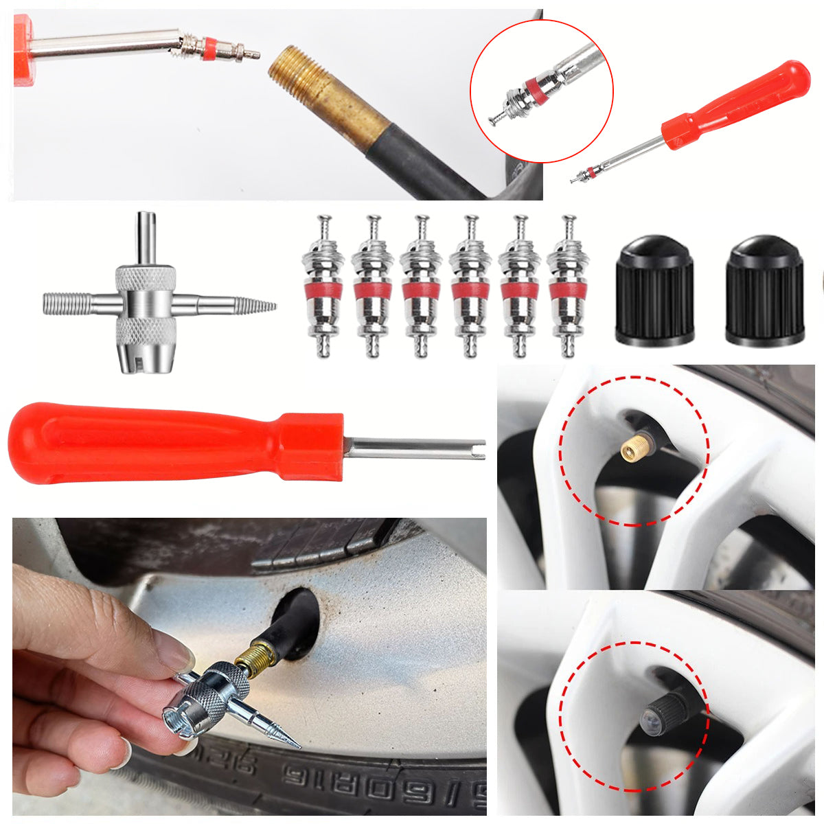 Car Bicycle Slotted Handle Tire Valve Stem Core Remover Screwdriver
