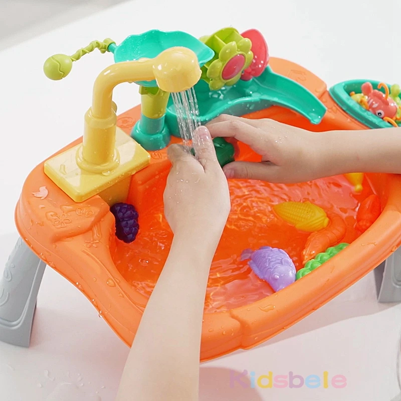 Kids Kitchen Sink Toys Electric Dishwasher Playing Toy