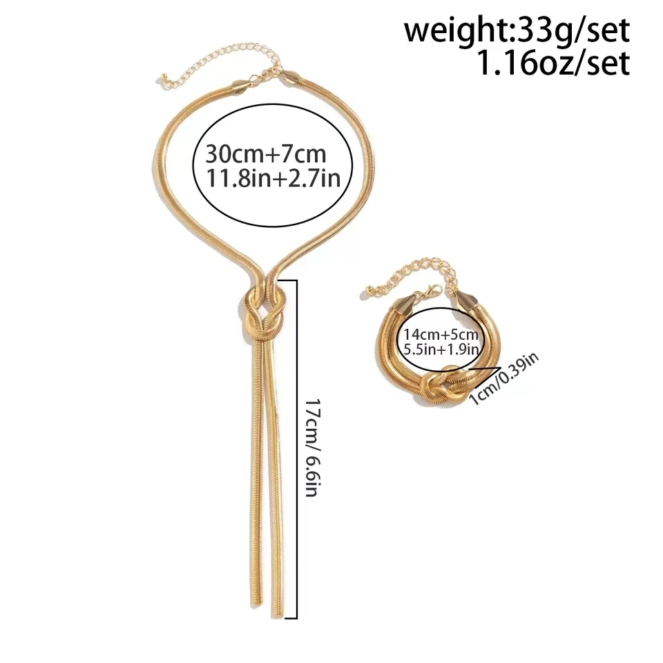 2PCS Sexy Long Snake Twisted Chain Necklace Bracelet For Women