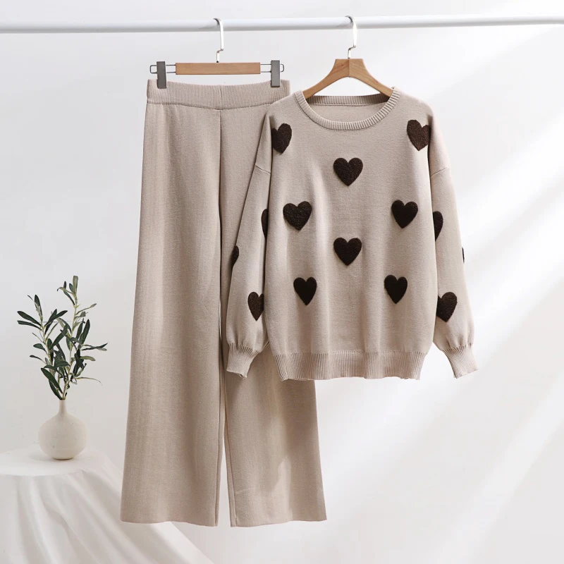 Elegant 2 Piece Knit Pants Set Women