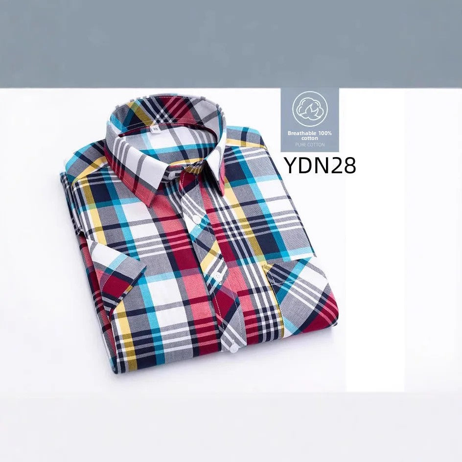 Men's Summer Thin Pure Cotton Short Sleeve Casual Shirt Fashion