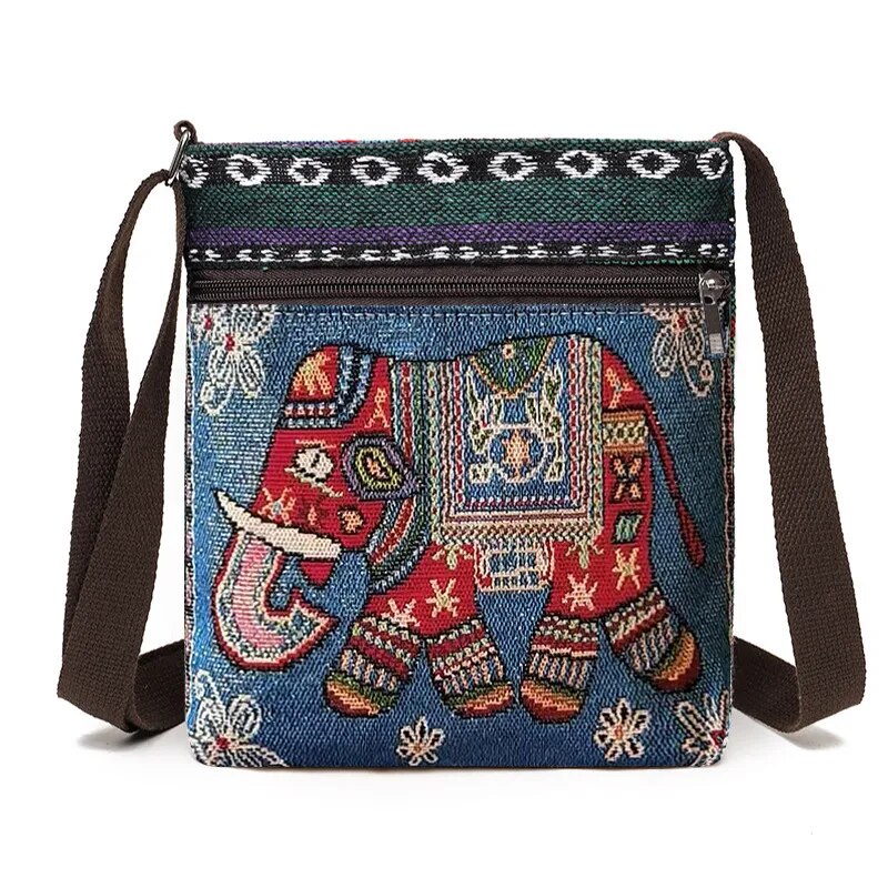 Women Small Canvas Embroidered Phone Shoulder Bag