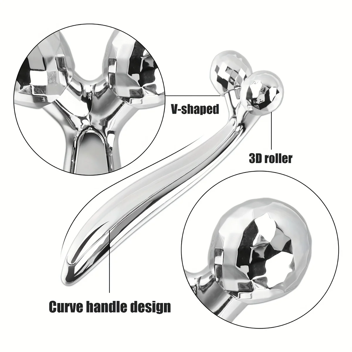 Stainless Steel Gua Sha Facial Tool 3D Roller Massager