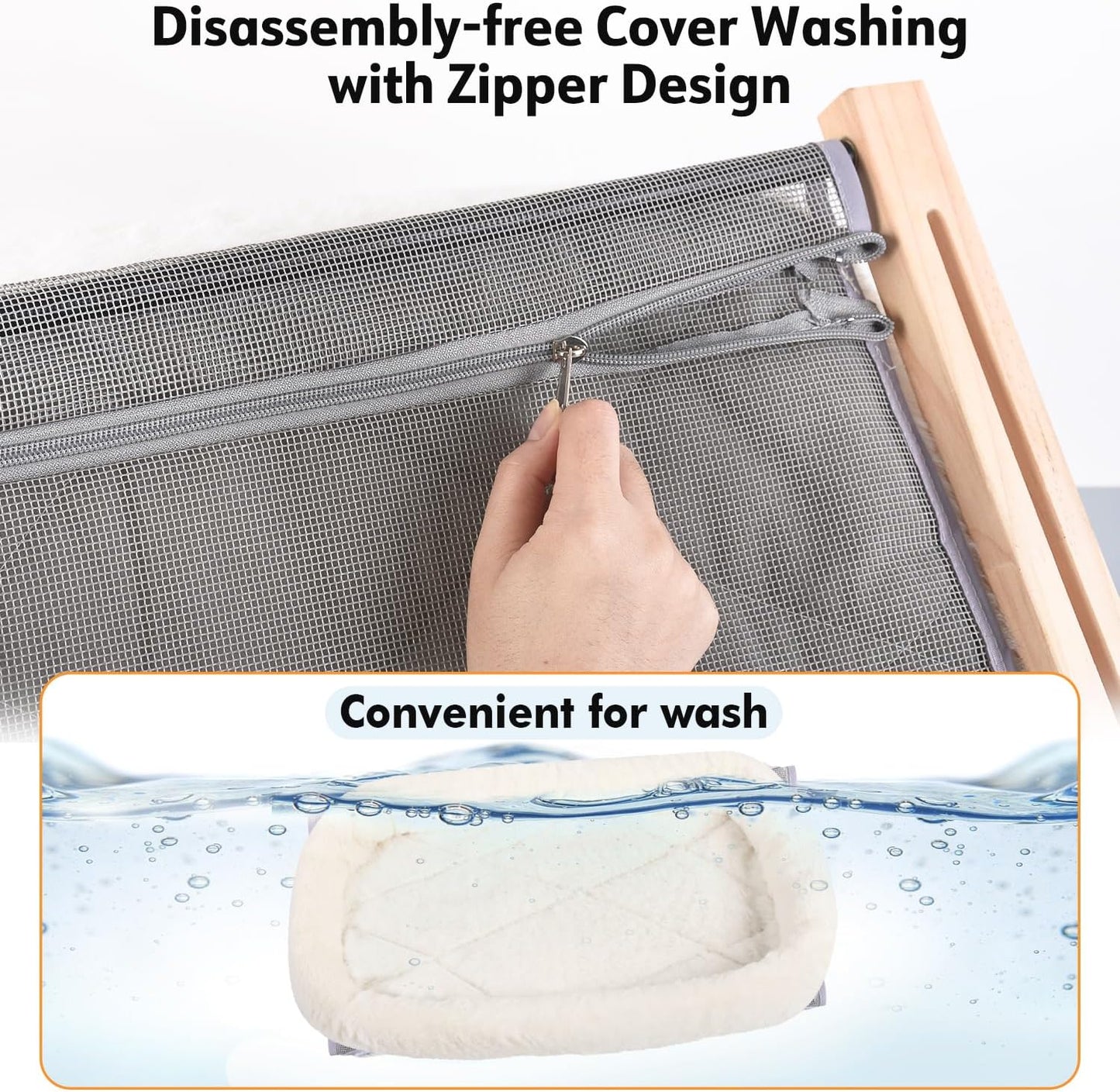 Sturdy Hammock Seat with Cushion Bed Cover, Wood