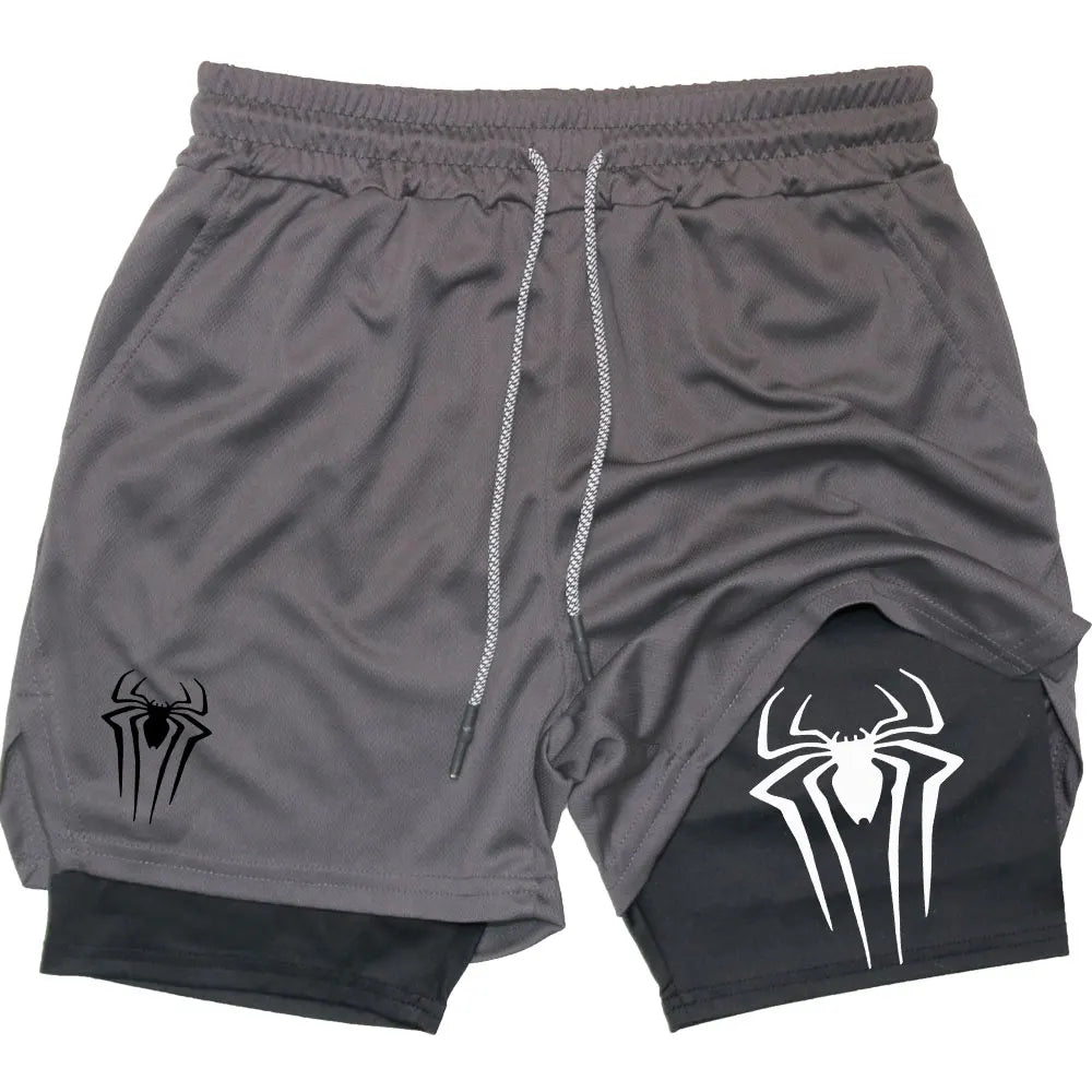 Performance Shorts Men Spider Printed GYM Casual Sports Shorts