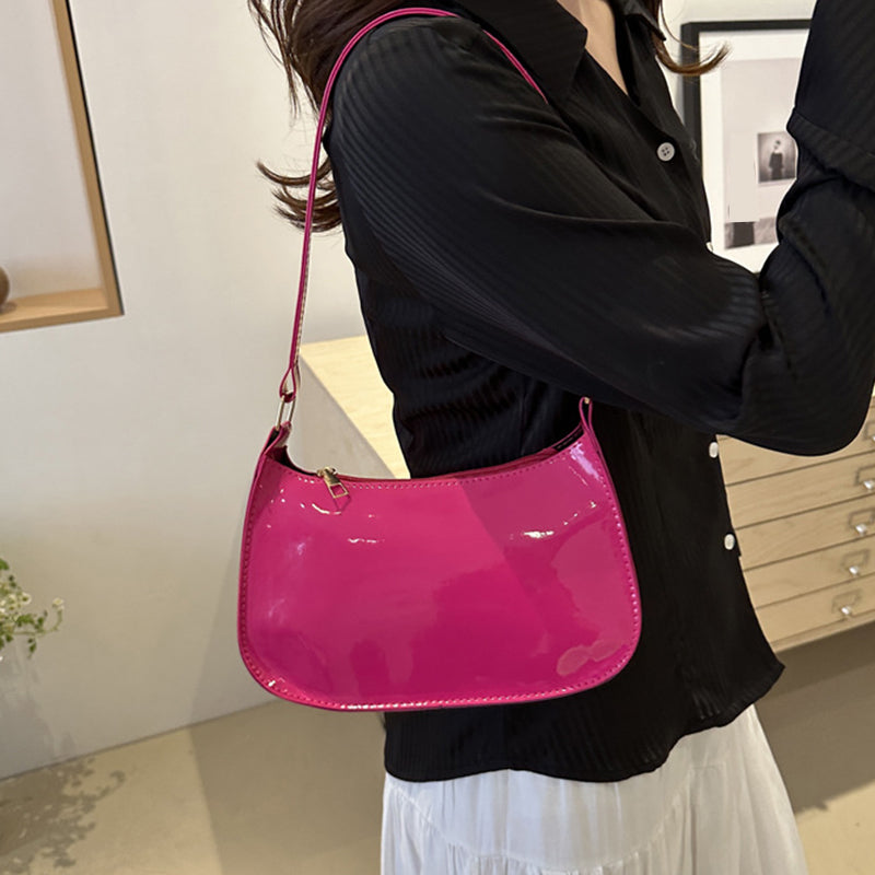 Retro Solid Color PU Leather Shoulder Underarm Bag