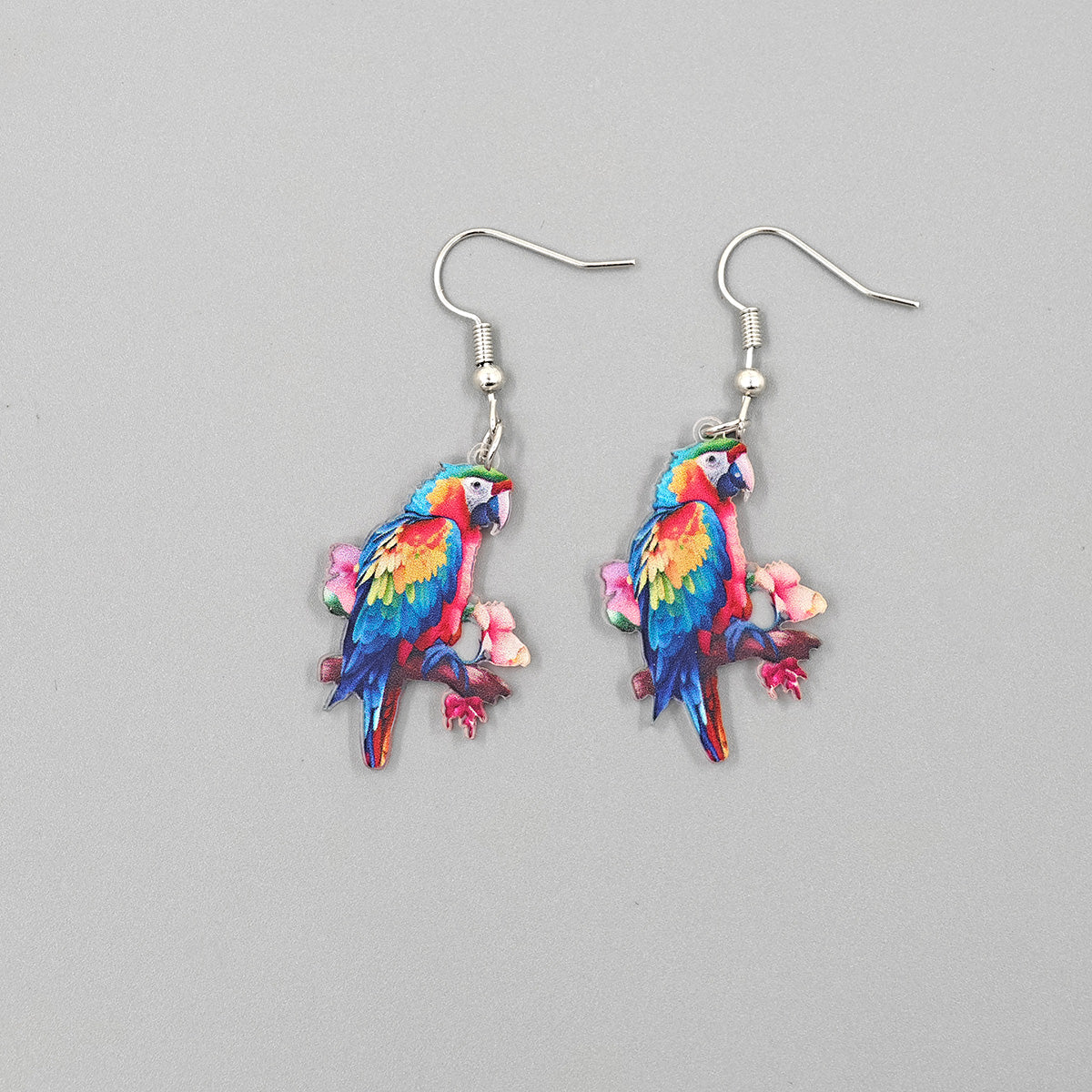 Cross border Spring Festival Colorful Bird Acrylic Earrings