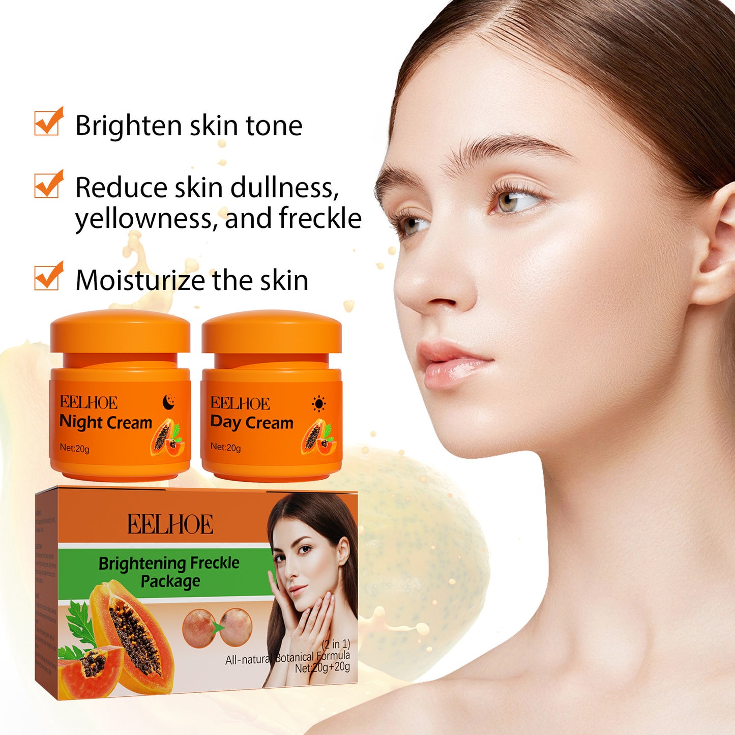 Freckle Whitening Face Cream Papaya Day Night cream