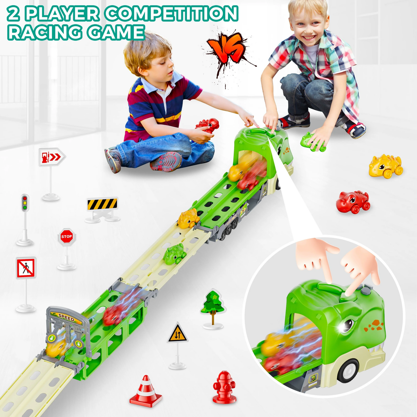 Dinosaur Transport Trucks - Catapulting Dinosaur Cars
