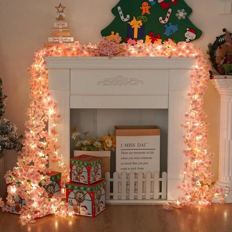 Artificial Pink Cherry Blossom Vine Used For Wedding Bride Decoration