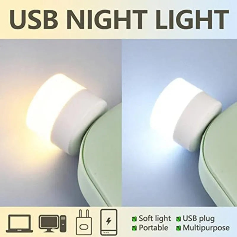10Pcs Mini USB Night Light Warm White