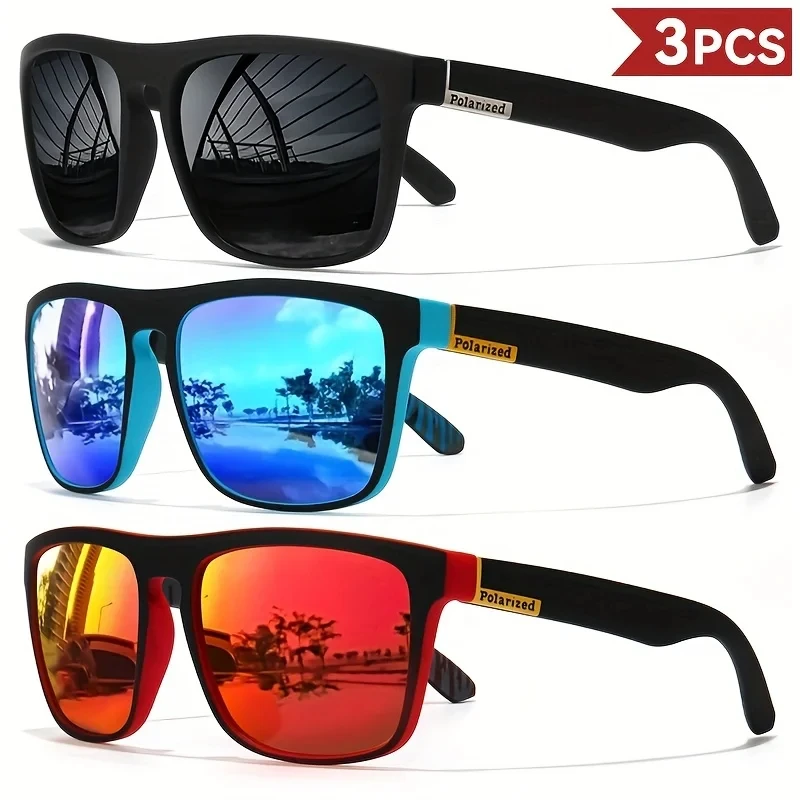 3PCS Fantasy cool classic polarized square fashion glasses for men