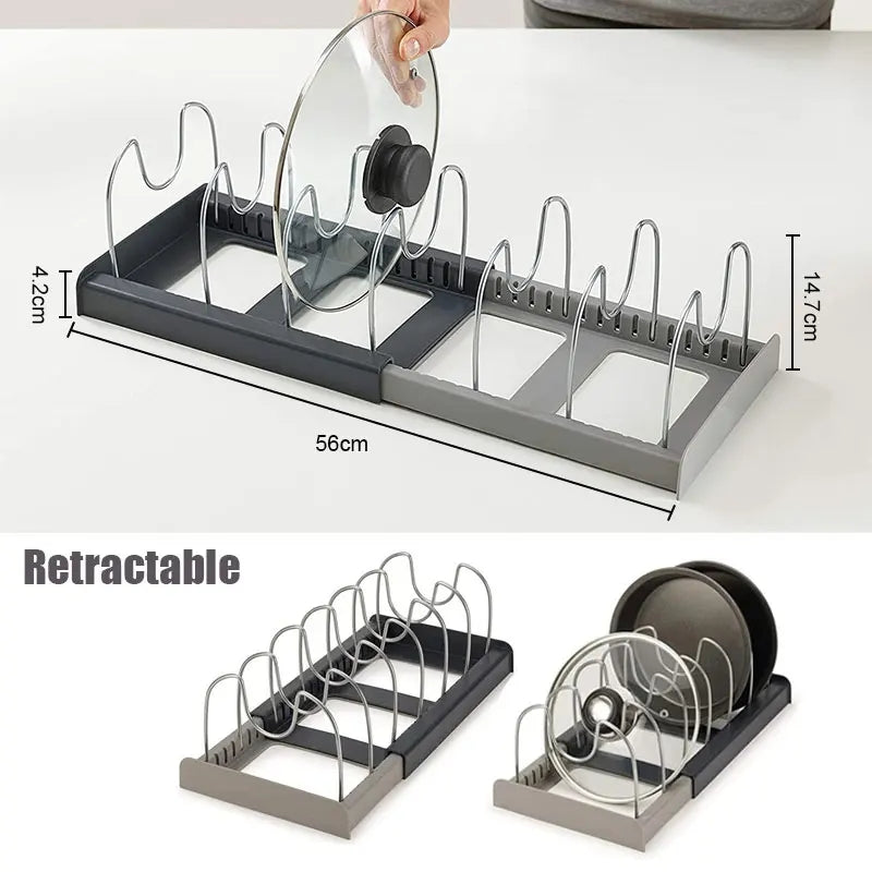 Expandable Stainless Steel Storage Rack Kitchen Cabinet Holder for Pan Pot