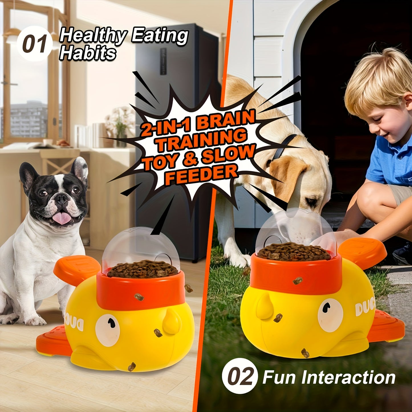 Pet Automatic Feeder, Treat Dispenser & Interactive Toy - Cartoon Duck