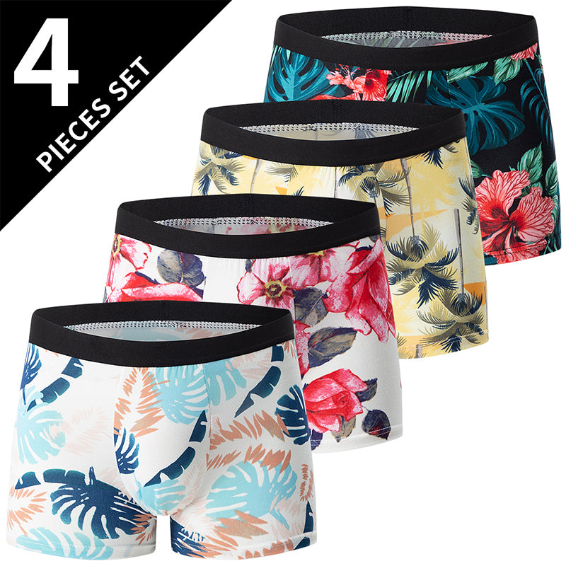 4 Pack European and American Size MEN'S Printed Fashion Boyshort