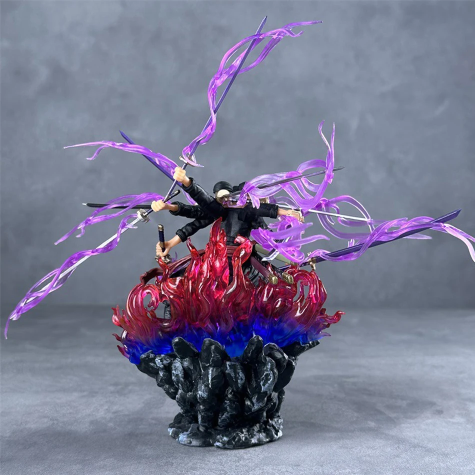 24cm One Piece Roronoa Zoro Anime Figure Gk Three Heads