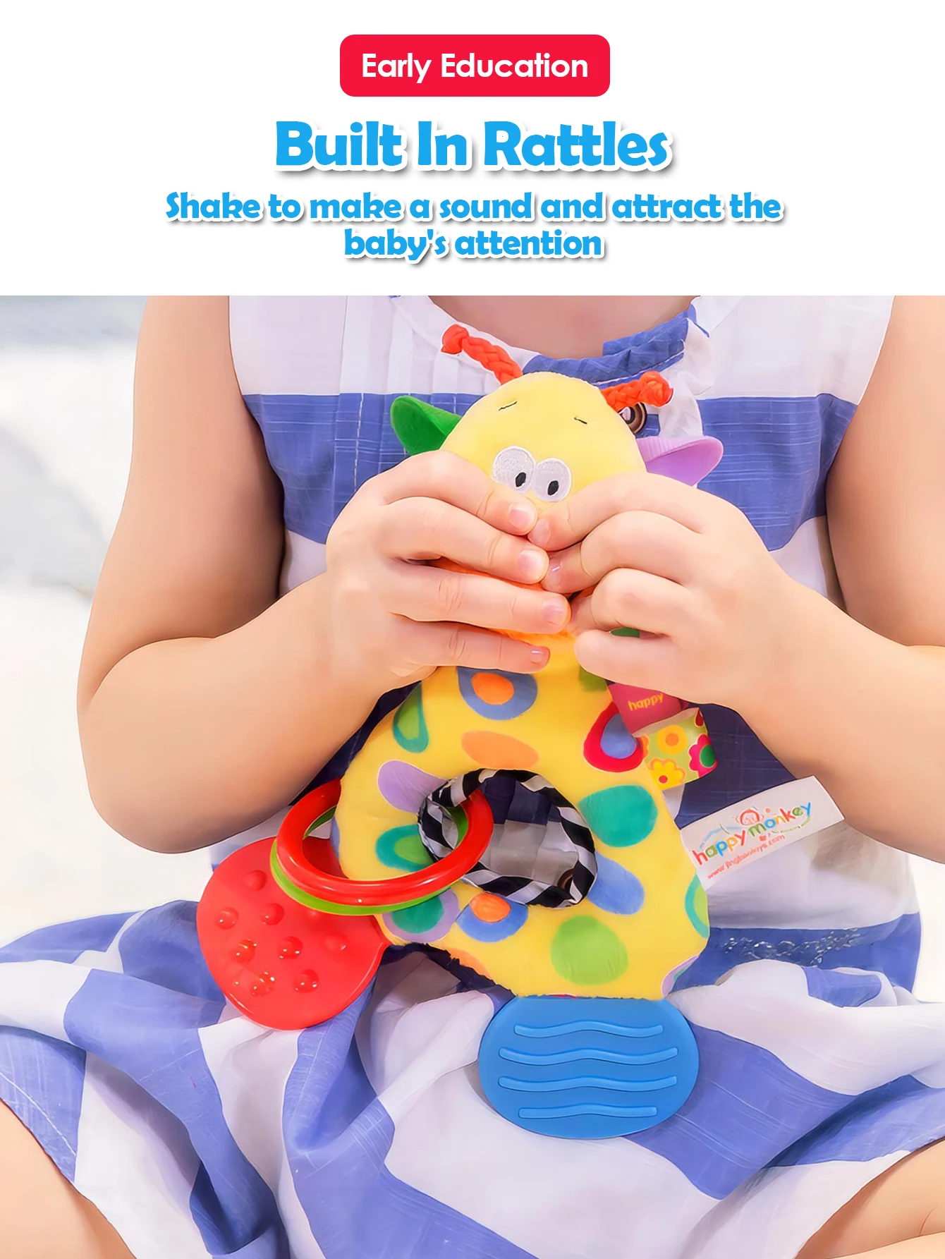 1pcs Baby Soft Rattles Animal Deer Stuffed Doll Teether Doll Cute Kids