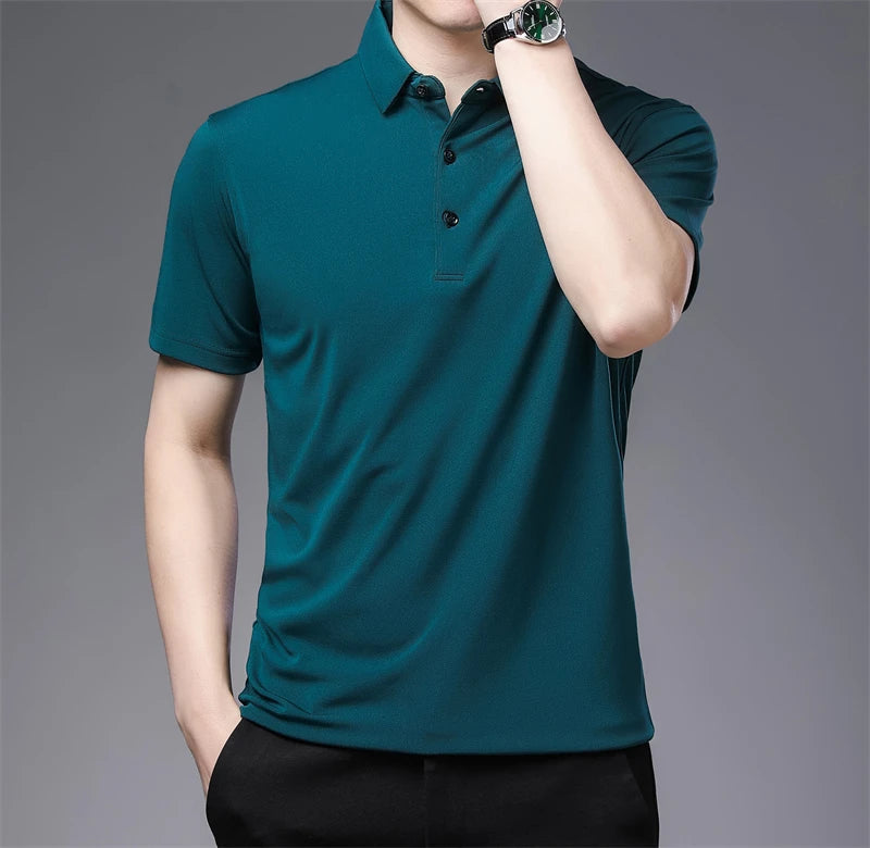 2024 Men's New Solid Color Business Casual POLO Shirt Summer